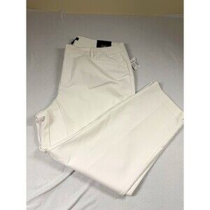 Roz & Ali Womens Pants Plus Size 16W White Solid Ankle Pockets NEW 483
